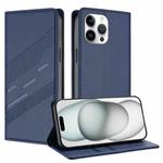For iPhone 13 Pro Max Embossed Multi-functional Wallet Retro Leather Phone Case(Dark Blue)