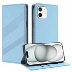 For iPhone 12 mini Embossed Multi-functional Wallet Retro Leather Phone Case(Light Blue)