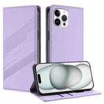 For iPhone 12 Pro Max Embossed Multi-functional Wallet Retro Leather Phone Case(Light Purple)