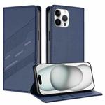 For iPhone 12 Pro Max Embossed Multi-functional Wallet Retro Leather Phone Case(Dark Blue)