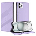 For iPhone 11 Pro Max Embossed Multi-functional Wallet Retro Leather Phone Case(Light Purple)