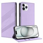 For iPhone 11 Pro Embossed Multi-functional Wallet Retro Leather Phone Case(Light Purple)