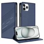 For iPhone 11 Pro Embossed Multi-functional Wallet Retro Leather Phone Case(Dark Blue)