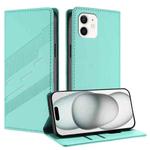 For iPhone 11 Embossed Multi-functional Wallet Retro Leather Phone Case(Mint Green)
