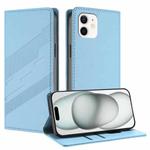 For iPhone 11 Embossed Multi-functional Wallet Retro Leather Phone Case(Light Blue)