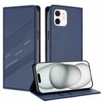 For iPhone 11 Embossed Multi-functional Wallet Retro Leather Phone Case(Dark Blue)