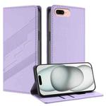 For iPhone 8 Plus / 7 Plus Embossed Multi-functional Wallet Retro Leather Phone Case(Light Purple)
