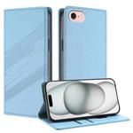 For iPhone SE 2022 / 2020 / 8 / 7 Embossed Multi-functional Wallet Retro Leather Phone Case(Light Blue)