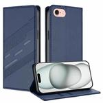 For iPhone SE 2022 / 2020 / 8 / 7 Embossed Multi-functional Wallet Retro Leather Phone Case(Dark Blue)