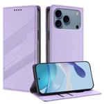For iPhone 17 Pro Max Embossed Multi-functional Wallet Retro Leather Phone Case(Light Purple)