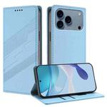 For iPhone 17 Pro Max Embossed Multi-functional Wallet Retro Leather Phone Case(Light Blue)