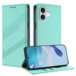 For iPhone 17 Embossed Multi-functional Wallet Retro Leather Phone Case(Mint Green)