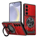 For Samsung Galaxy S25 / S24 5G Armor Rotating Holder MagSafe Phone Case(Red)