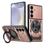 For Samsung Galaxy S25 / S24 5G Armor Rotating Holder MagSafe Phone Case(Rose Gold)