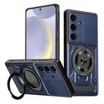 For Samsung Galaxy S25+ / S24+ 5G Armor Rotating Holder MagSafe Phone Case(Blue)