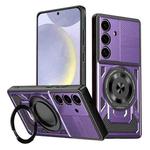 For Samsung Galaxy S25+ / S24+ 5G Armor Rotating Holder MagSafe Phone Case(Purple)