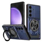 For Samsung Galaxy S23 FE 5G Armor Rotating Holder MagSafe Phone Case(Blue)