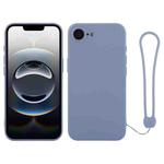For iPhone 16e Silicone Phone Case with Wrist Strap(Light Blue)