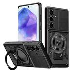 For Samsung Galaxy A55 5G Armor Rotating Holder MagSafe Phone Case(Black)