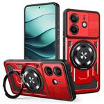 For Redmi Note 14 4G 164.84mm Armor Rotating Holder MagSafe Phone Case(Red)