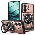 For Redmi Note 14 4G 164.84mm Armor Rotating Holder MagSafe Phone Case(Rose Gold)