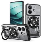 For Redmi Note 14 4G 164.84mm Armor Rotating Holder MagSafe Phone Case(Grey)