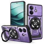 For Redmi Note 14 4G 164.84mm Armor Rotating Holder MagSafe Phone Case(Purple)