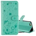 For iPhone 6 Cat Bee Embossing Pattern Shockproof Horizontal Flip Leather Case with Holder & Card Slots & Wallet(Green)