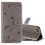 For iPhone 6 Cat Bee Embossing Pattern Shockproof Horizontal Flip Leather Case with Holder & Card Slots & Wallet(Grey)