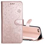 For iPhone 6 Cat Bee Embossing Pattern Shockproof Horizontal Flip Leather Case with Holder & Card Slots & Wallet(Rose Gold)
