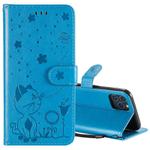 For iPhone 11 Pro Cat Bee Embossing Pattern Shockproof Horizontal Flip Leather Case with Holder & Card Slots & Wallet(Blue)
