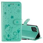 For iPhone 11 Pro Cat Bee Embossing Pattern Shockproof Horizontal Flip Leather Case with Holder & Card Slots & Wallet(Green)