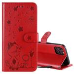 For iPhone 11 Pro Cat Bee Embossing Pattern Shockproof Horizontal Flip Leather Case with Holder & Card Slots & Wallet(Red)