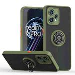 For Realme 9 Pro+ Q Shadow 1 Series TPU + PC Phone Case with Ring(Army Green)