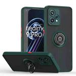 For Realme 9 Pro+ Q Shadow 1 Series TPU + PC Phone Case with Ring(Dark Green)