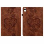 For iPad Air 11 2025 / 2024 Love Hearts Embossed Leather Smart Tablet Case(Brown)