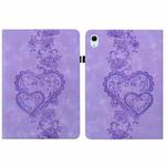 For iPad Air 11 2025 / 2024 Love Hearts Embossed Leather Smart Tablet Case(Purple)