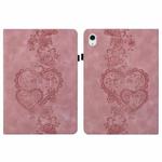 For iPad Air 11 2025 / 2024 Love Hearts Embossed Leather Smart Tablet Case(Pink)