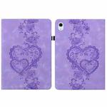 For iPad Air 13 2025 / 2024 / Pro 12.9 Love Hearts Embossed Leather Smart Tablet Case(Purple)