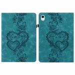 For iPad Air 13 2025 / 2024 / Pro 12.9 Love Hearts Embossed Leather Smart Tablet Case(Green)