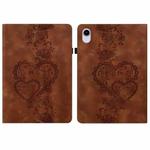 For iPad mini 6 / mini 2024 Love Hearts Embossed Leather Smart Tablet Case(Brown)