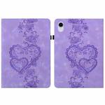 For iPad mini 6 / mini 2024 Love Hearts Embossed Leather Smart Tablet Case(Purple)