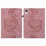 For iPad mini 6 / mini 2024 Love Hearts Embossed Leather Smart Tablet Case(Pink)