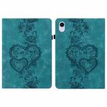 For iPad mini 6 / mini 2024 Love Hearts Embossed Leather Smart Tablet Case(Green)