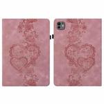 For iPad Pro 13 2024 Love Hearts Embossed Leather Smart Tablet Case(Pink)