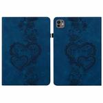 For iPad Pro 13 2024 Love Hearts Embossed Leather Smart Tablet Case(Dark Blue)