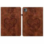 For iPad Pro 11 2024 Love Hearts Embossed Leather Smart Tablet Case(Brown)