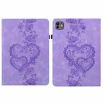 For iPad Pro 11 2024 Love Hearts Embossed Leather Smart Tablet Case(Purple)