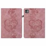 For iPad Pro 11 2024 Love Hearts Embossed Leather Smart Tablet Case(Pink)