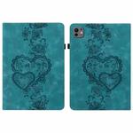 For iPad Pro 11 2024 Love Hearts Embossed Leather Smart Tablet Case(Green)